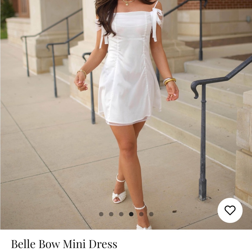 White Belle Bow Mini Dress
